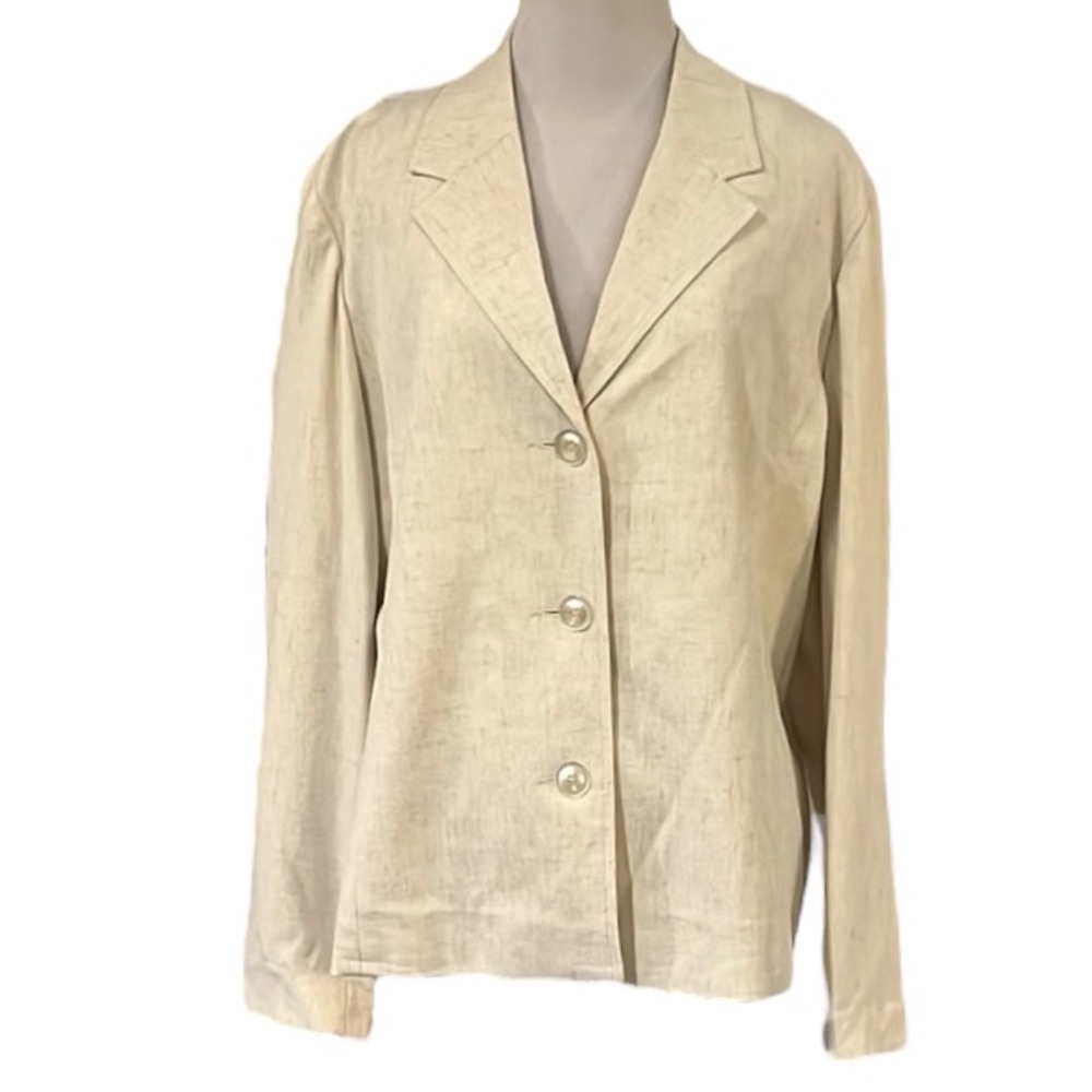 SAG HARBOR SPRING ESSENTIALS BLAZER JACKET FLAX PLUS SIZE 16P NEW WITH TAGS